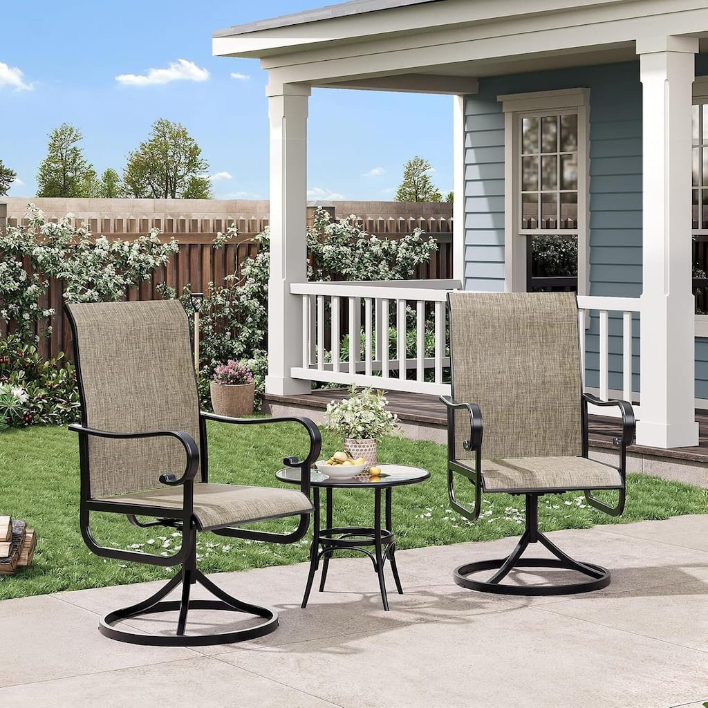 Set of 2 Outdoor Patio 360°Swivel Dining Chairs for Backyard, Poolside, Lawn, Porch or Garden (No Table)