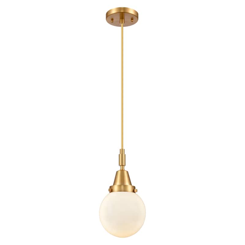 Innovations Lighting Downtown Urban - Caden Beacon - 1 Light 6" Cord Hung Mini Pendant - Satin Gold/Matte White Shade