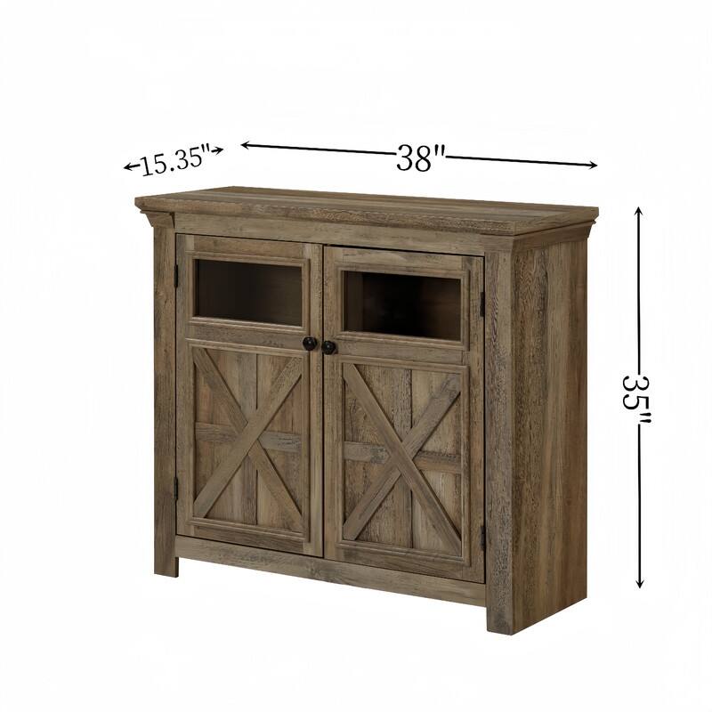 Farmhouse Style 2 Doors Large Buffet Sideboard Cabinet, Barn Design Storage Cabinet for Dining Room, Living Room