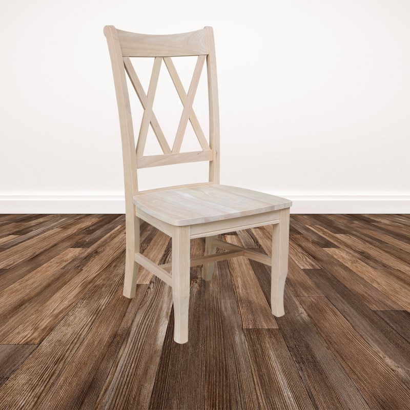 International Concepts Solid Wood Set of 2 Double X-Back Dining Chairs
