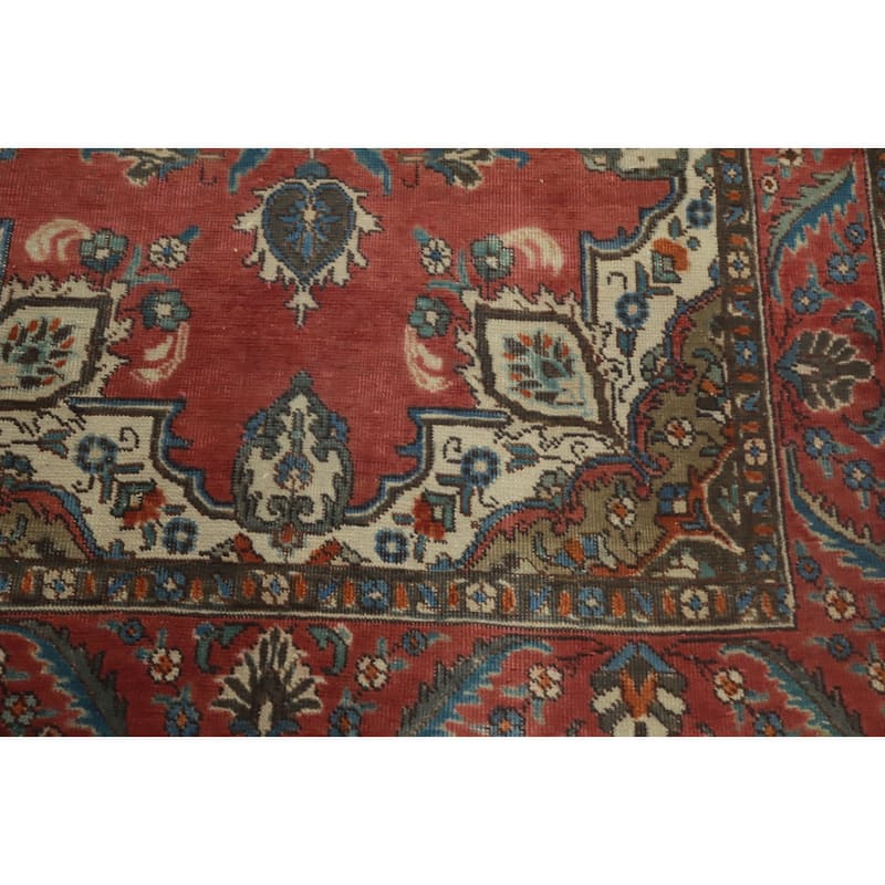 Hand Knotted Oriental 100% Wool Carpet Traditional Floral Red Tabriz Area Rug - 5' 11'' X 4' 3''