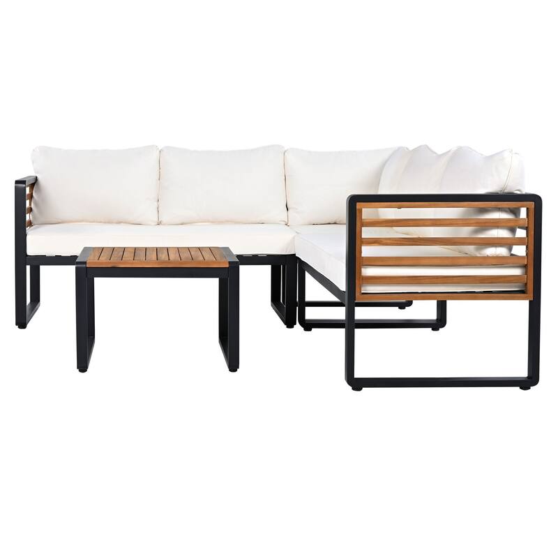 4-Piece Outdoor Patio Set with Cushions and Coffee Table