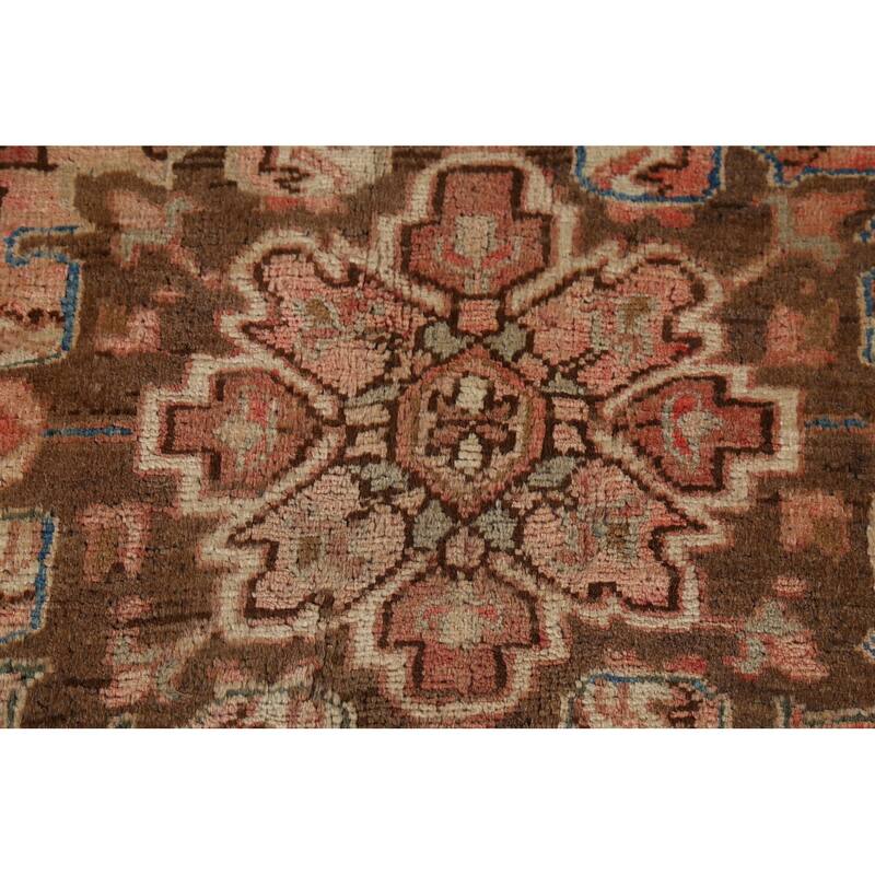 Traditional Heriz Persian Vintage Area Rug Hand-Knotted Wool Carpet - 9'9"x 12'10"