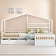 preview thumbnail 2 of 19, Twin Size House Platform Kids Bed Frame with Three Storage Drawers, White