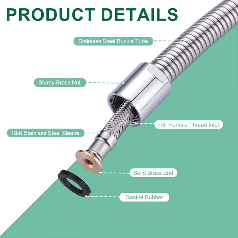 WOWOW Pre-Rinse Stainless Steel Hose for Commercial Sink Faucet
