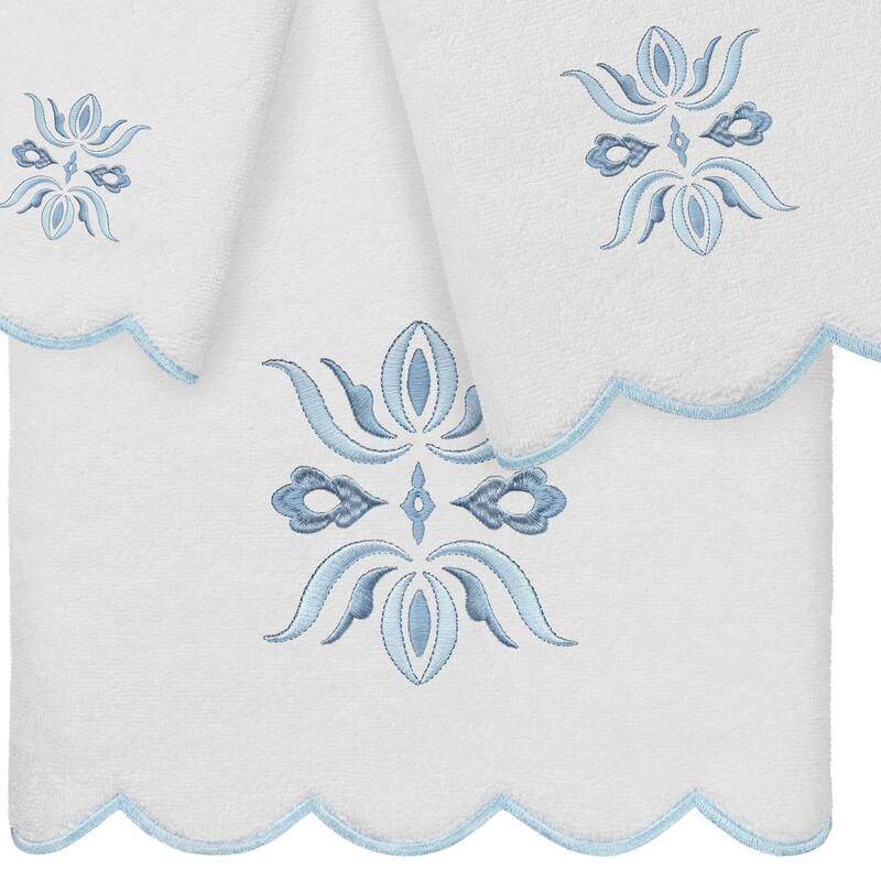 Authentic Hotel and Spa 100% Turkish Cotton FLOWER CREST Scallop Towel Collection