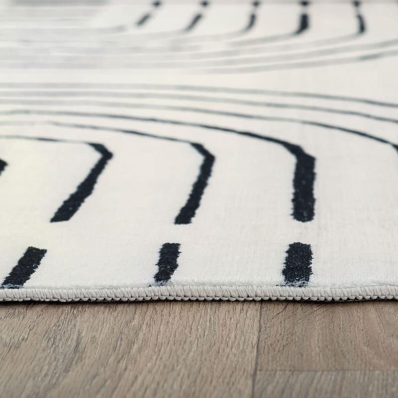World Rug Gallery Bohemian Lines Washable Non Slip Area Rugs