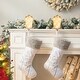 preview thumbnail 32 of 44, Glitzhome 7.5" H Christmas Silver LED Tree Star Gift Box Heavy Duty Stocking Holders Mantel Ornament