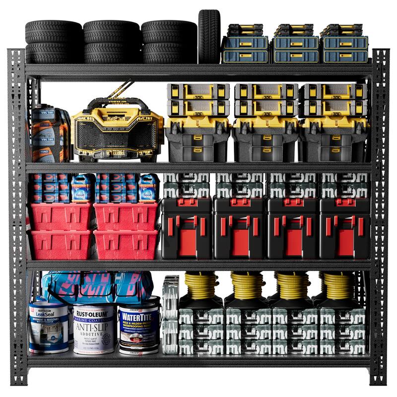 Heavy Duty Metal Adjustable Garage Shelves, 75"H Industrial Shelving Unit 4000LBS Capacity Steel Storage Rack