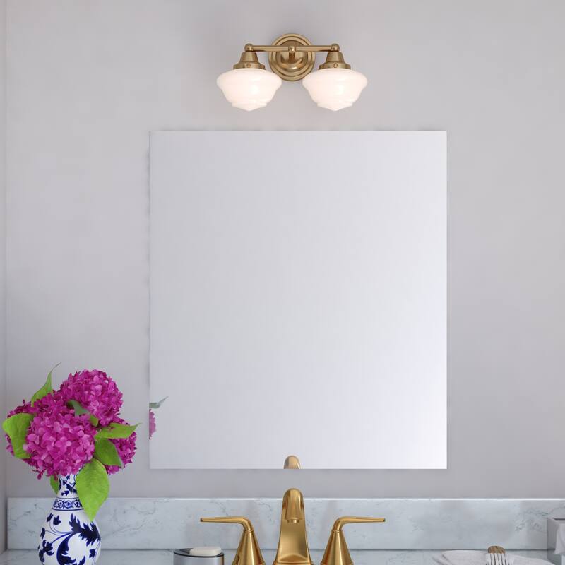 VAXCEL Eastgate Bathroom Vanity Wall Light Fixture, White Frosted Opal Glass Schoolhouse Shade, Dimmable, LED Compatible