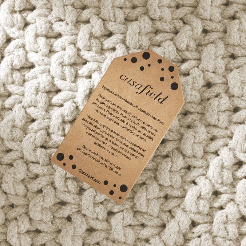 Cotton Pouf Ottomans Knit Foot Stool Pouffes for Living Room