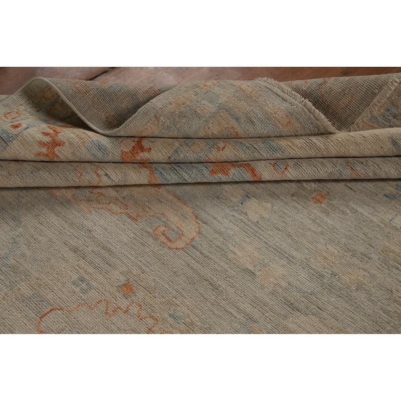 Hand Knotted Oriental 100% Wool Carpet Transitional All-Over Greys & Charcoal Oushak Area Rug - 11' 7'' X 8' 11''