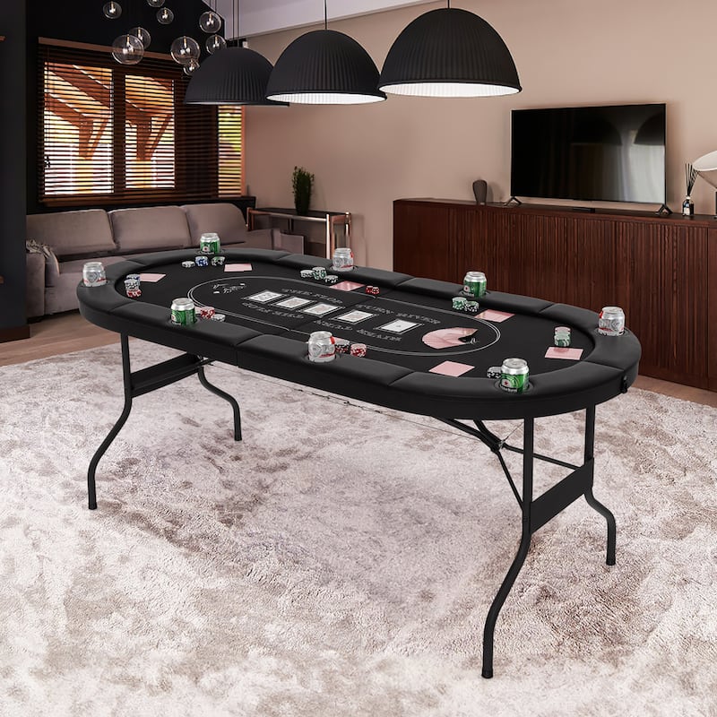Gymax 8 Player Foldable Poker Table Portable Folding Texas Holdem