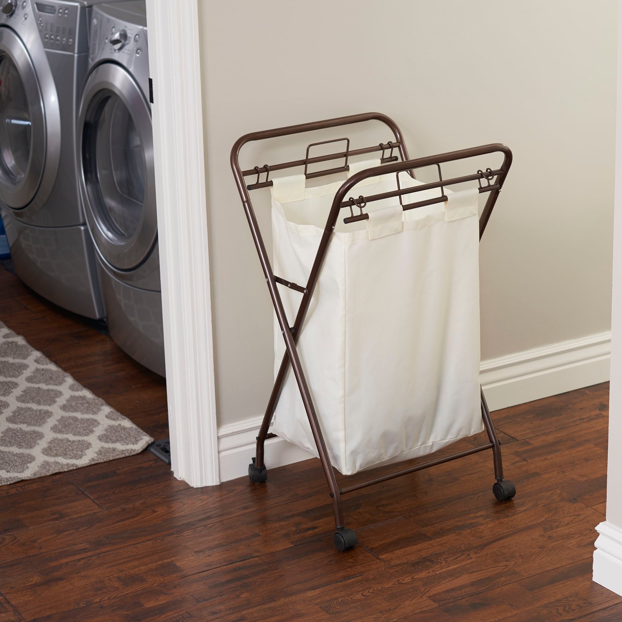 Rolling Laundry Hamper with Velcro Fasteners