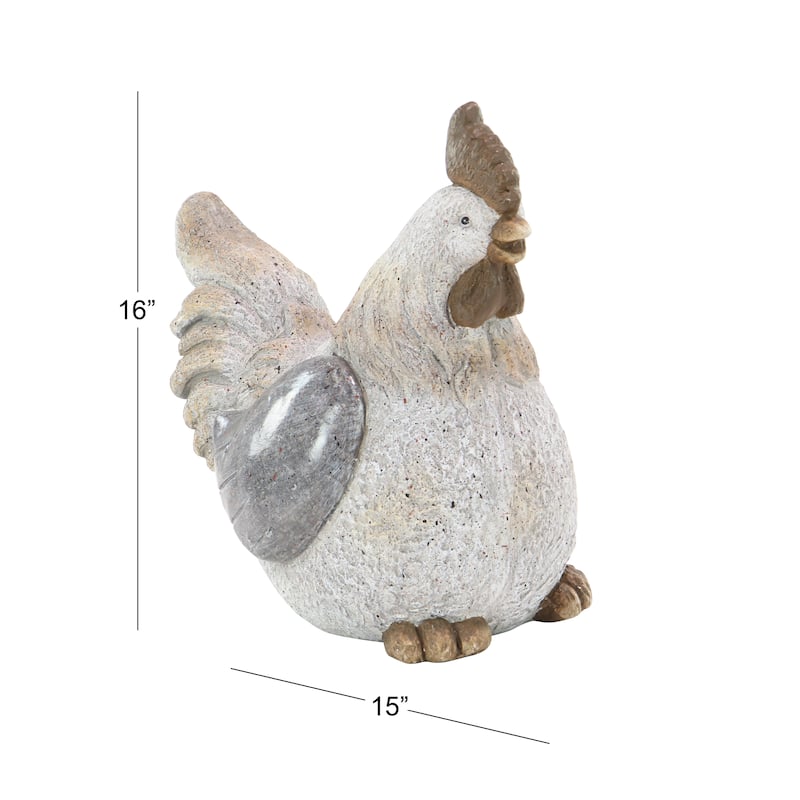 Gray Polystone Indoor Outdoor Chicken Decorative Garden Sculpture