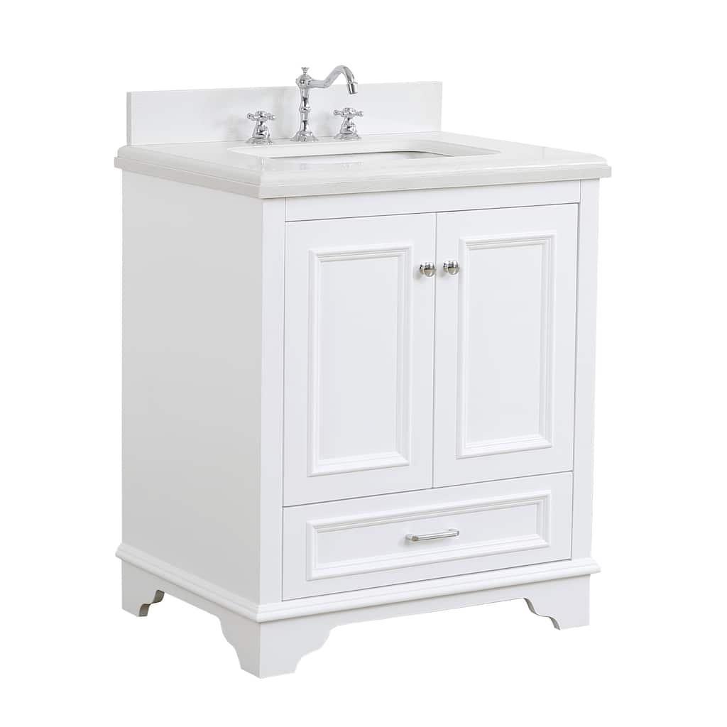 KitchenBathCollection Nantucket 30" Bathroom Vanity with Quartz Top