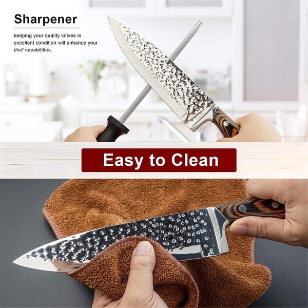  White Knife Set with Block - 14 Piece Forged Stainless Steel  Triple Rivet White Kitchen Knife Set with Heavy Duty Kitchen Shears and  Self Sharpening Knife Block Set : Tools 