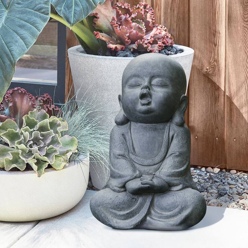 Meditating Buddha Monk Garden Statue