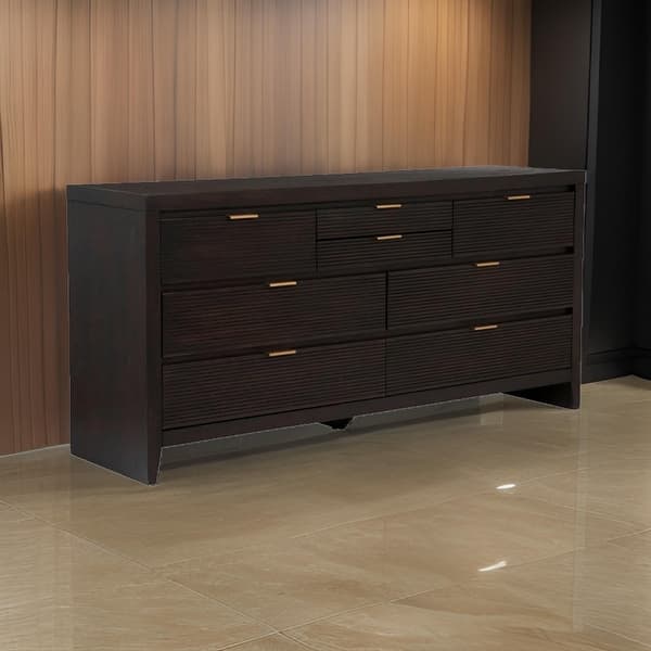 Maq 50 Inch 8 Drawer Wide Dresser Chest, Bronze Metal Handles, Dark Brown -  Bed Bath & Beyond - 38386138