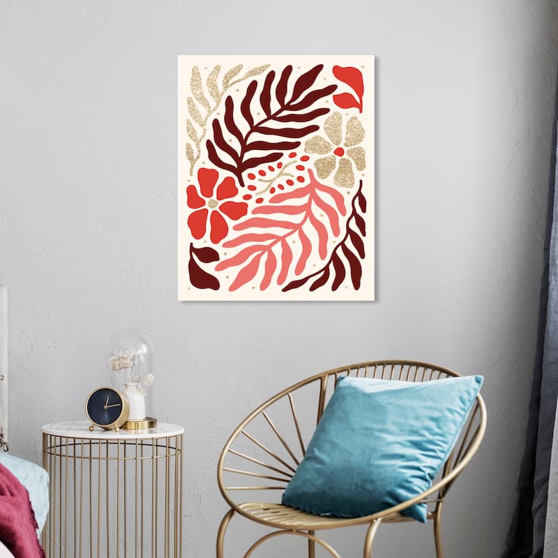 Wynwood Studio Canvas Floral and Botanical Plain Vine with Glitter Gold Glam Wall Art Canvas Print - 20 x 24