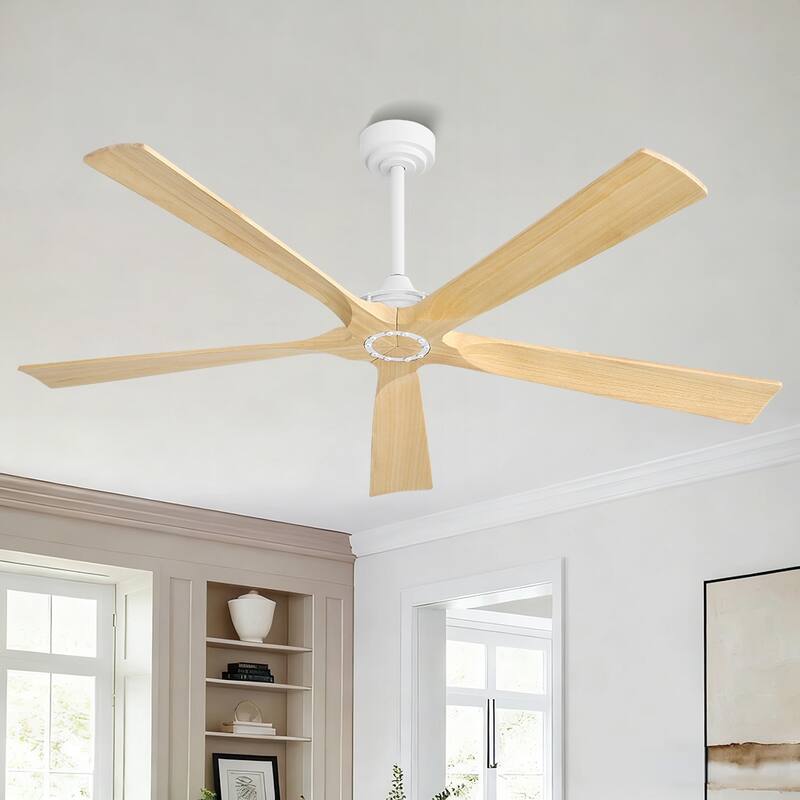 MLiAN 60 in 5-Soild Wood Blades Indoor Standard Ceiling Fan with Remote Down-Rod Mount
