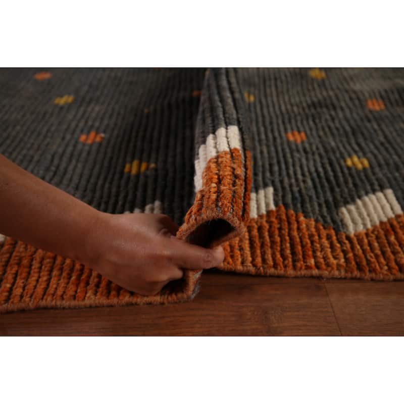 Striped Grey Moroccan Large Modern Area Rug Handmade Wool Carpet - 11'9"x 18'11"