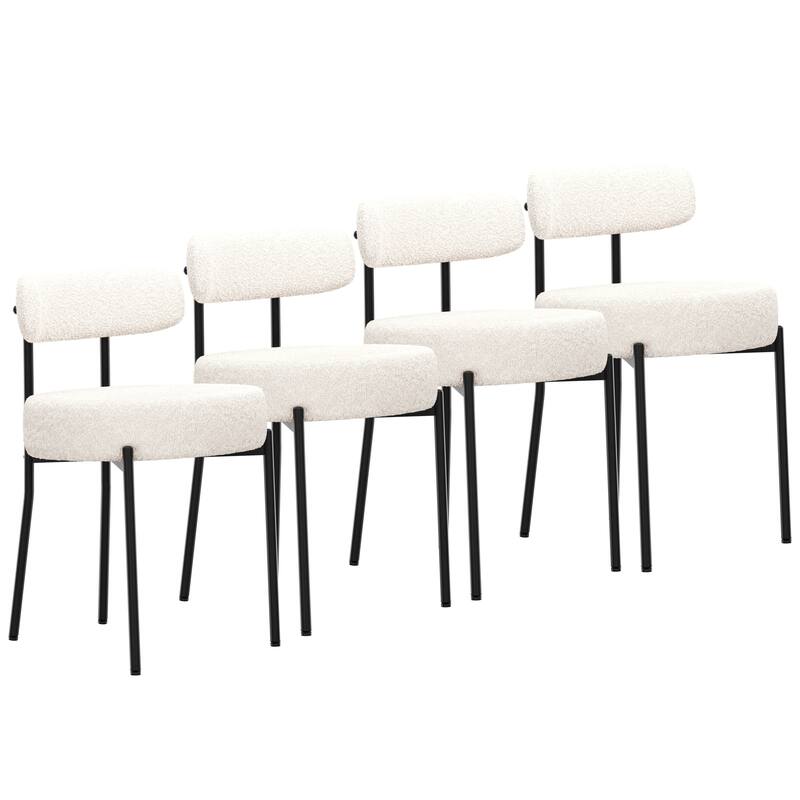 XINMICS Upholstered Boucle Dining Chairs with Black Metal Legs