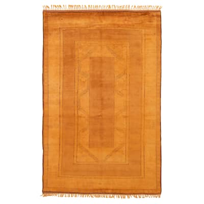ECARPETGALLERY Hand-knotted Color Transition Light Orange Wool Rug - 6'4 x 9'10