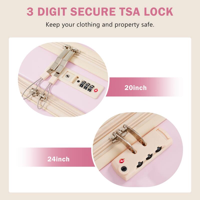 Front Opening Luggage Set 3 Piece,USB Port, Expandable Luggage with Handle Bag Spinner Wheels TSA Lock