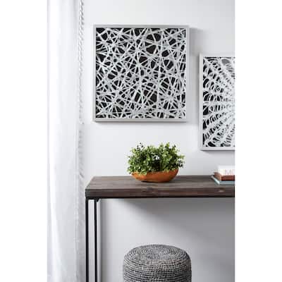 Large Square Modern Abstract Art Black and White Paper Shadow Box Wall Art 23.5 x 23.5 - 24 x 2 x 24