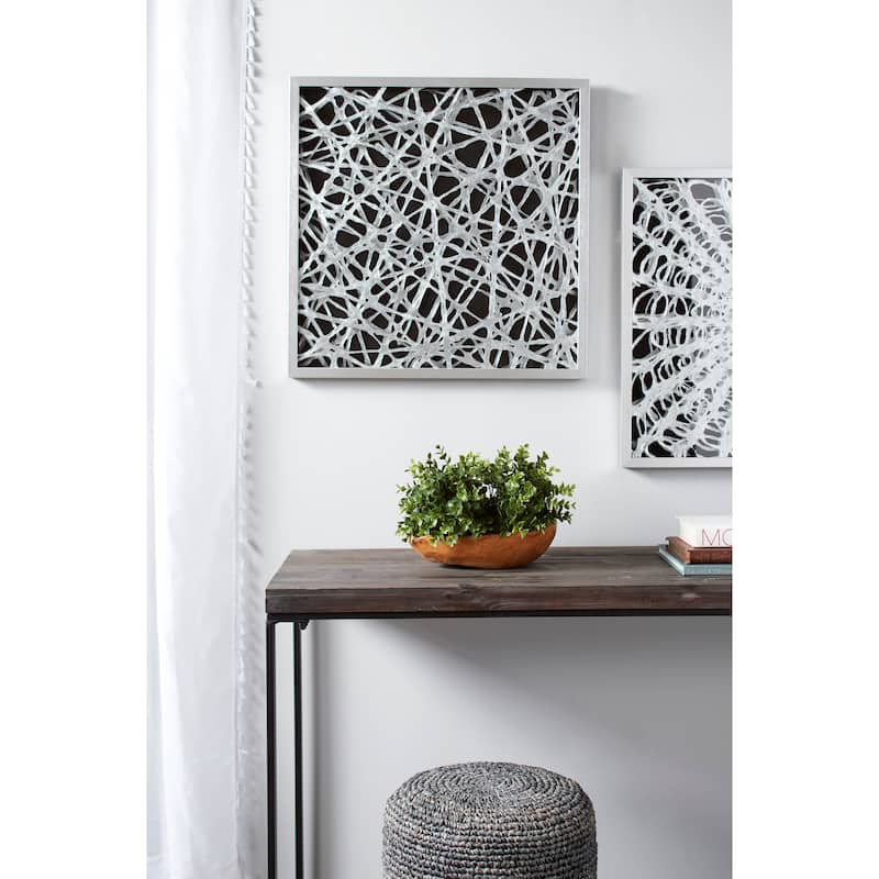 Large Square Modern Abstract Art Black and White Paper Shadow Box Wall