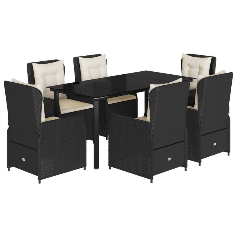 vidaXL Garden Dining Set Black, Cream White - 31.5 x 63.0 x 29.1 in