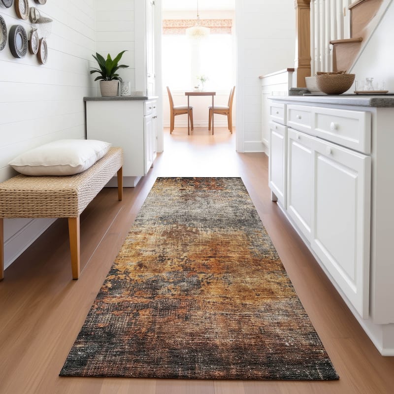 Premium Washable Super Soft Modern Glam Mayfield Rug - Paprika - 2'3" x 7'6"