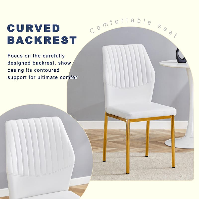 5-Piece Small Dining Table Set for 4, Modern Round Glass Table with 4 Faux Leather Dining Chairs for Small Spaces