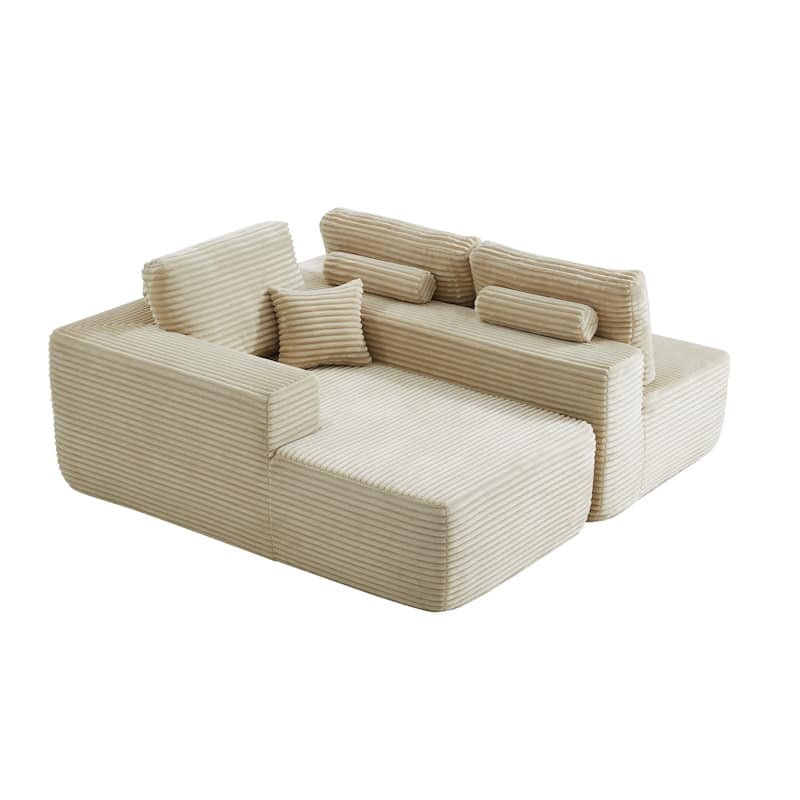 Homy Casa 105" Cloud Sectional Sofa with Chaise, Deep-Seat Modular Couch, No Assembly, Plush Corduroy