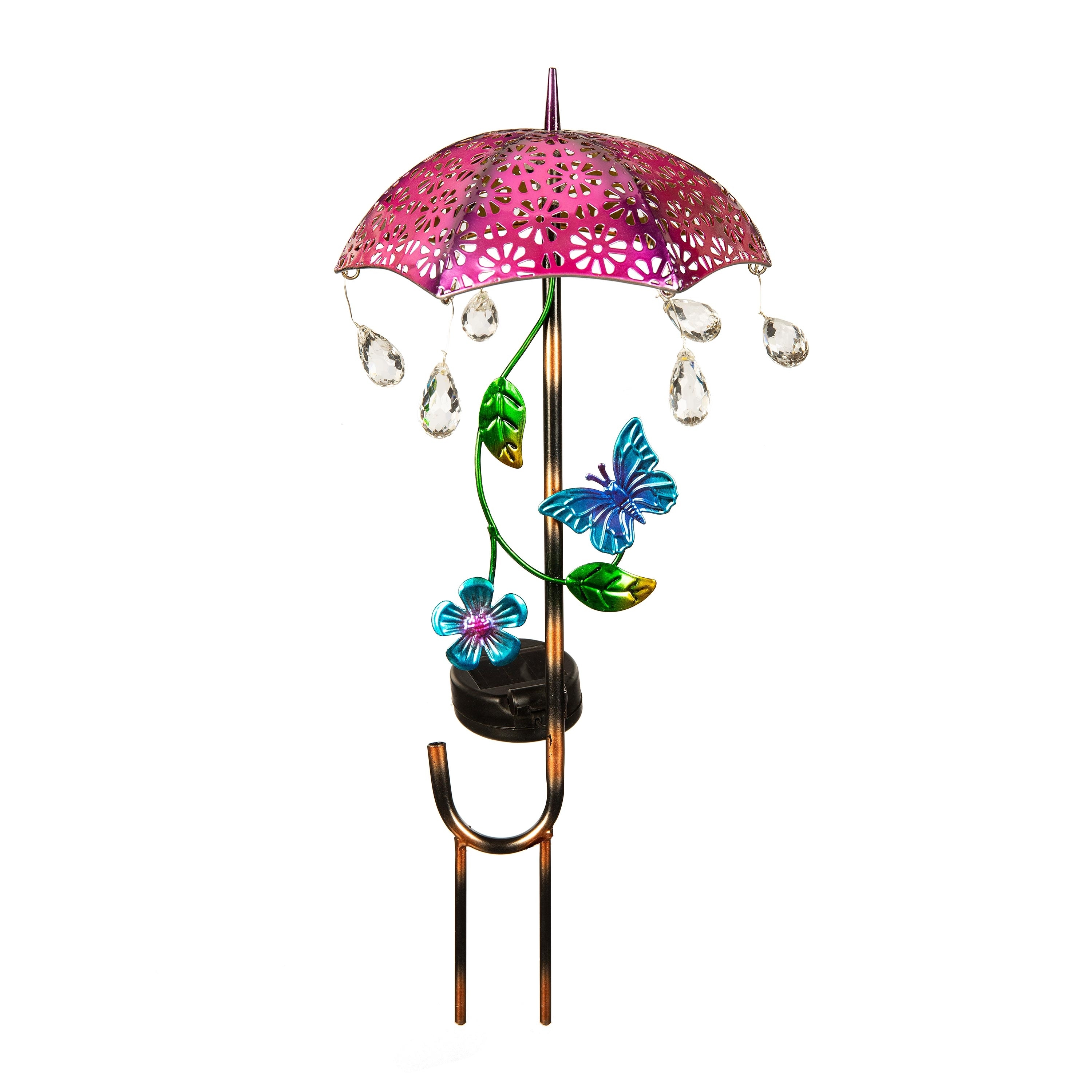 17"H Solar Garden Stake, Jeweled Umbrella