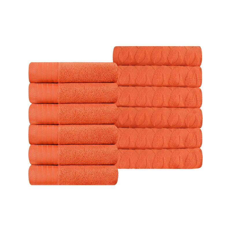 Turkish Cotton Herringbone and Solid Washcloth Towel Set by Superior