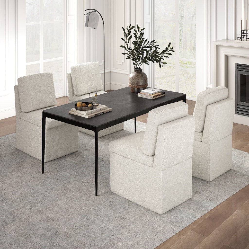 Upholstered Dining Chair with Under Seat Storage- Armless