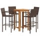 preview thumbnail 31 of 46, vidaXL 5 Piece Patio Bar Set Gray Solid Wood Acacia and Poly Rattan - 23.6" x 23.6" x 41.3"