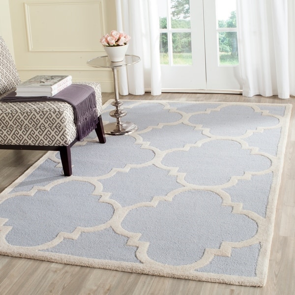 slide 2 of 88, SAFAVIEH Handmade Cambridge Rosy Modern Moroccan Wool Rug 3' x 5' - Light Blue/Ivory