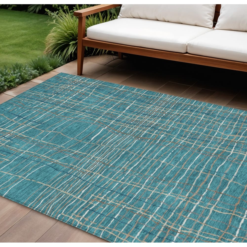 HomeRoots Striped Transitional Rectangle Outdoor Rug