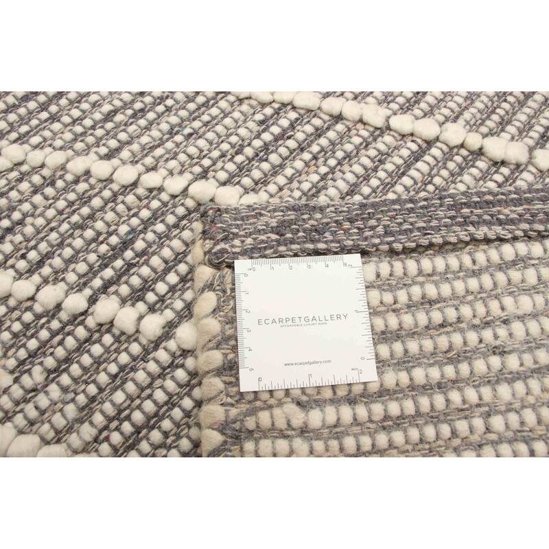 ECARPETGALLERY Braid weave Sienna Grey Wool Rug - 5'0 x 7'11