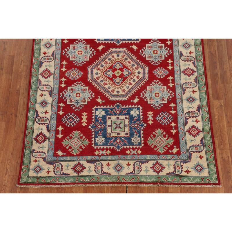 Oriental Red Kazak Area Rug Handmade Wool Carpet - 5'2" x 6'7"