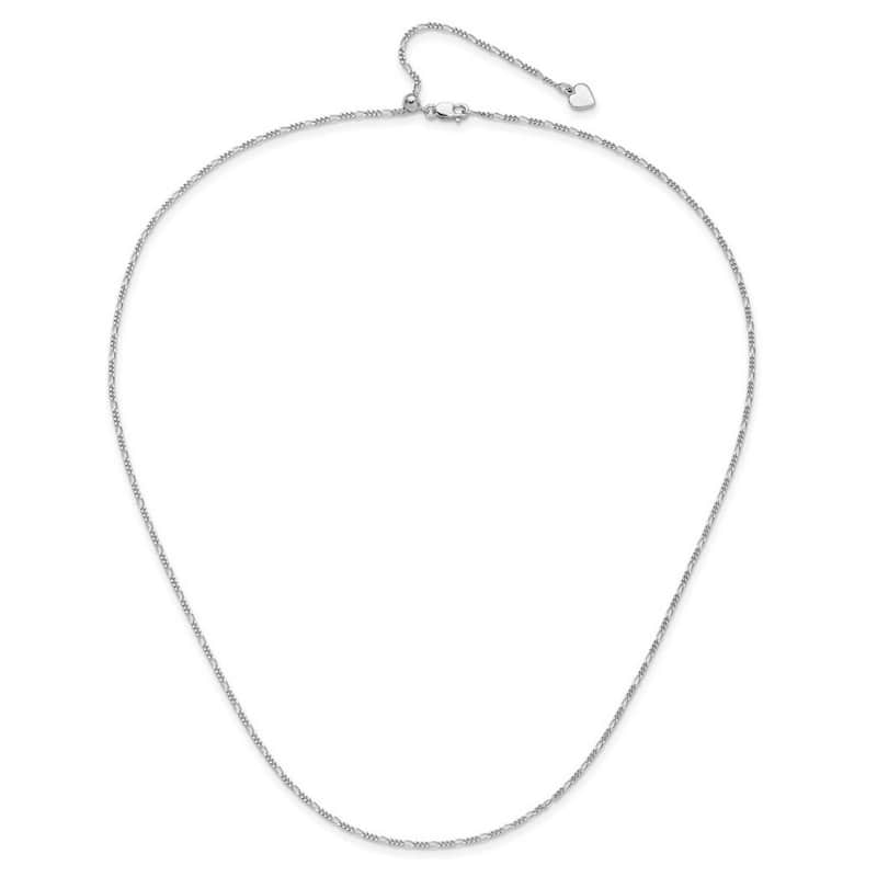 Curata 925 Sterling Silver Adjustable 1.55mm Figaro Chain Necklace