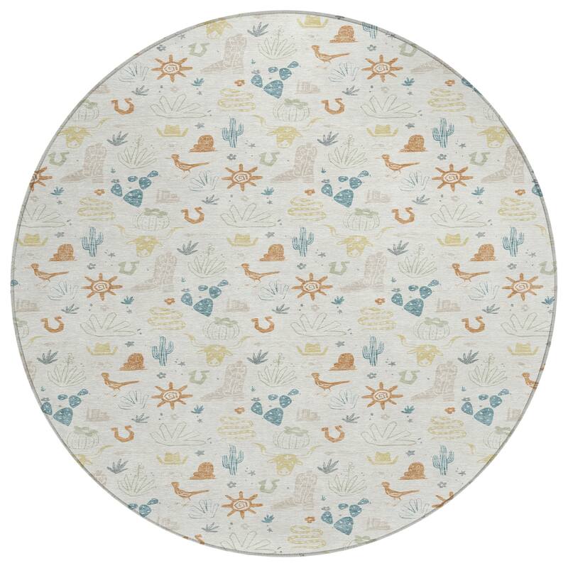 Machine Washable Indoor/ Outdoor Cowboy Ranch Chantille Rug