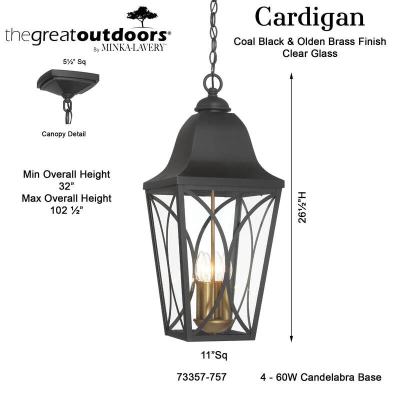The Great Outdoors 73357 Cardigan 4 Light 11" Wide Outdoor Pendant