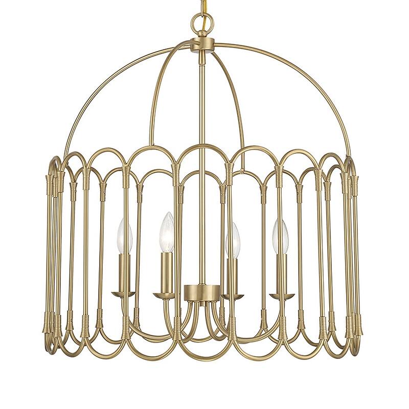 Meridian M7029 4 Light 24" Wide Taper Candle Pendant - Natural Brass