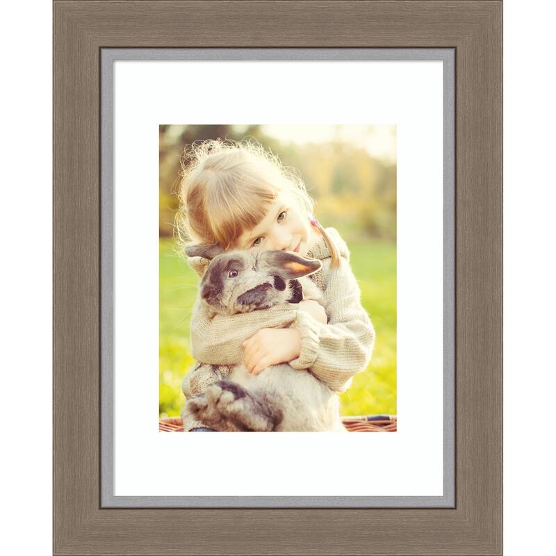 Eva Black Silver Narrow Framed Picture Frame, Photo Frame - 11x14 Matted to 8x10 - Eva Brown Narrow