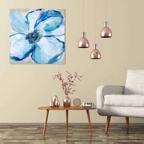 Oliver Gal 'Watery Flower' Floral and Botanical Wall Art Canvas Print Florals - Blue, White