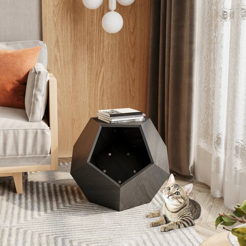 Sofa Side Table Planter MDF Multifunctional Furniture - Black Brown